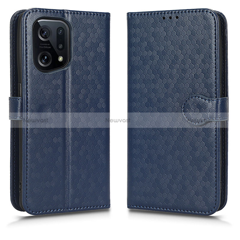 Leather Case Stands Flip Cover Holder C01X for Oppo Find X5 5G Blue