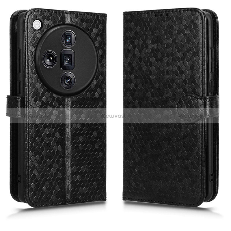 Leather Case Stands Flip Cover Holder C01X for Oppo Find X7 Ultra 5G Black