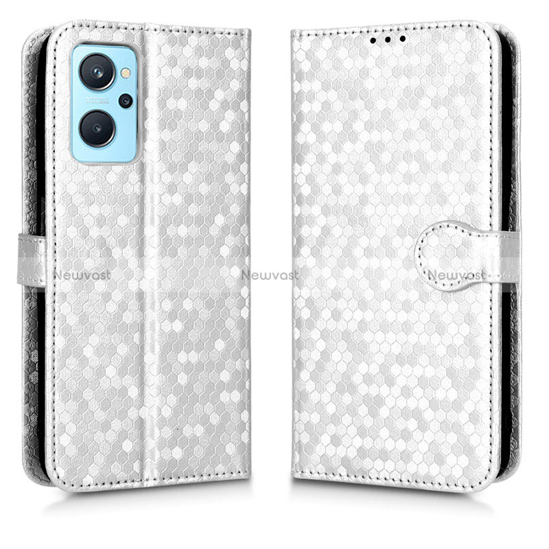 Leather Case Stands Flip Cover Holder C01X for Oppo K10 4G Silver