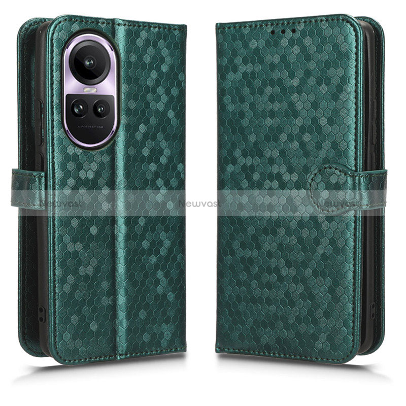 Leather Case Stands Flip Cover Holder C01X for Oppo Reno10 5G Green