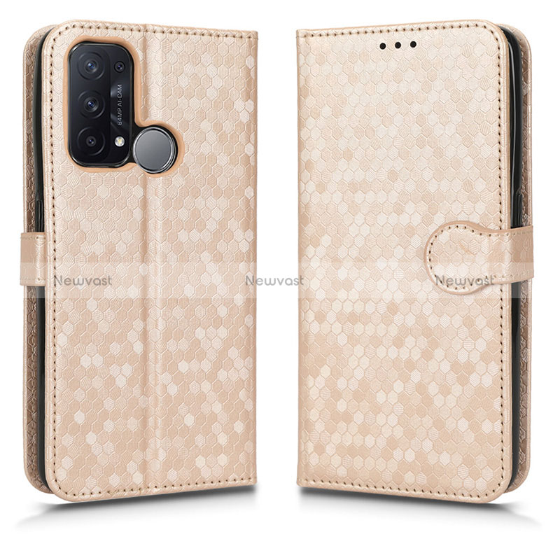 Leather Case Stands Flip Cover Holder C01X for Oppo Reno5 A Gold