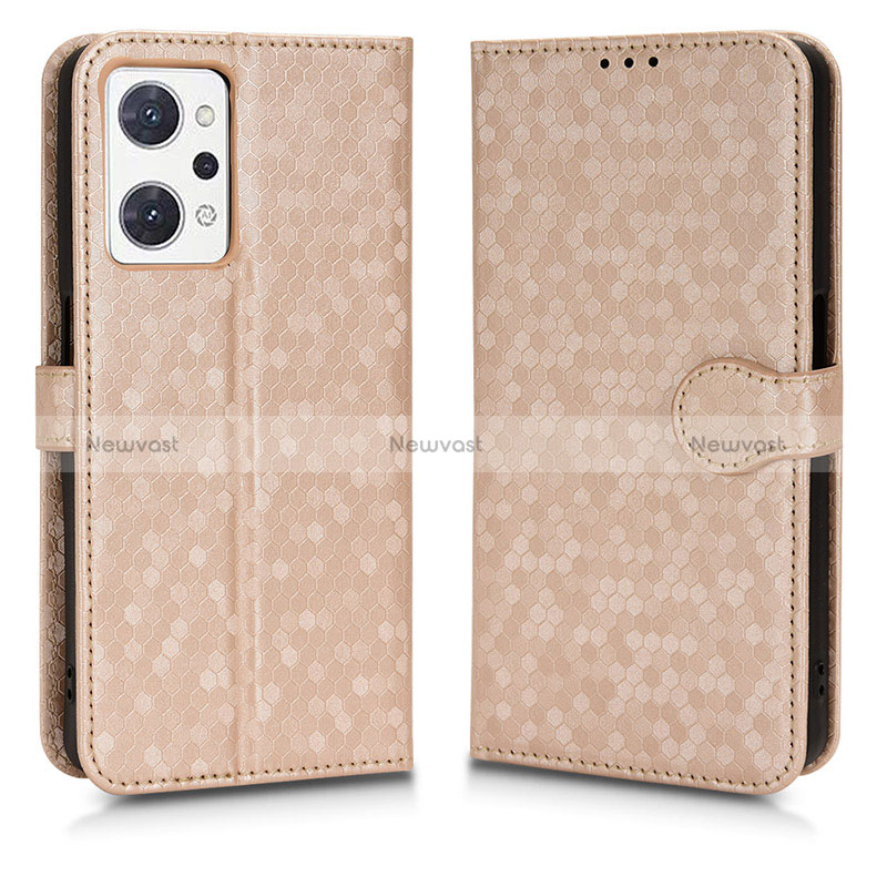 Leather Case Stands Flip Cover Holder C01X for Oppo Reno7 A Gold