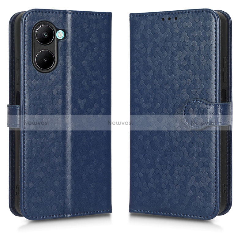 Leather Case Stands Flip Cover Holder C01X for Realme C33 (2023) Blue