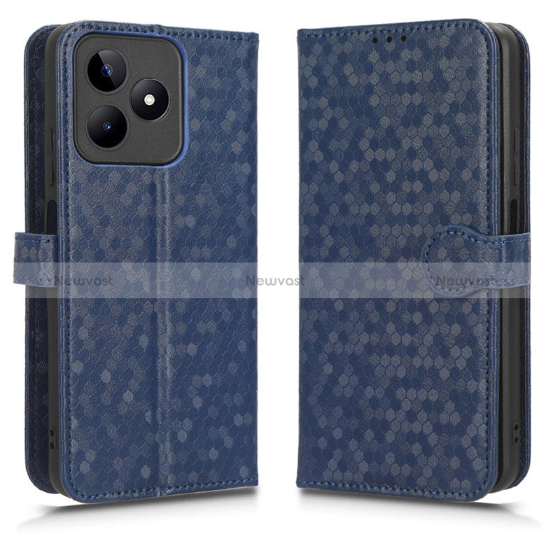 Leather Case Stands Flip Cover Holder C01X for Realme C51 Blue