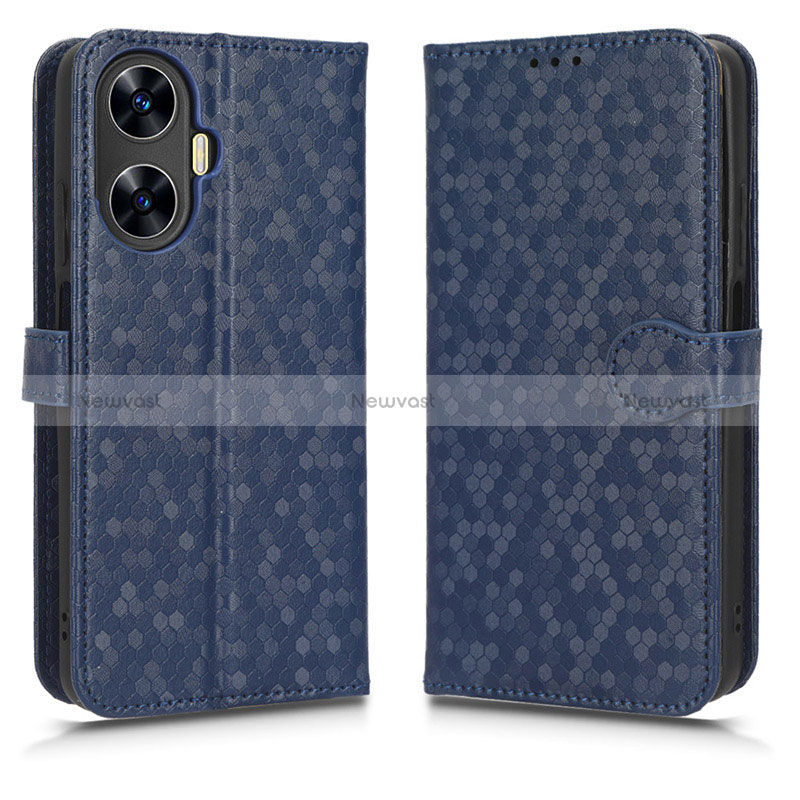 Leather Case Stands Flip Cover Holder C01X for Realme Narzo N55 Blue