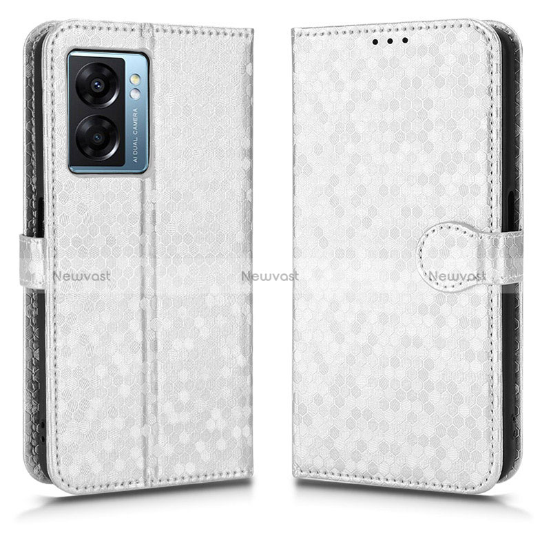 Leather Case Stands Flip Cover Holder C01X for Realme V23i 5G Silver