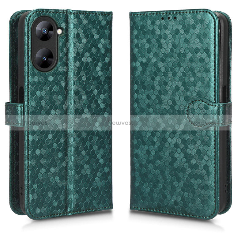 Leather Case Stands Flip Cover Holder C01X for Realme V30 5G Green