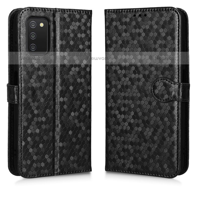 Leather Case Stands Flip Cover Holder C01X for Samsung Galaxy A02s Black