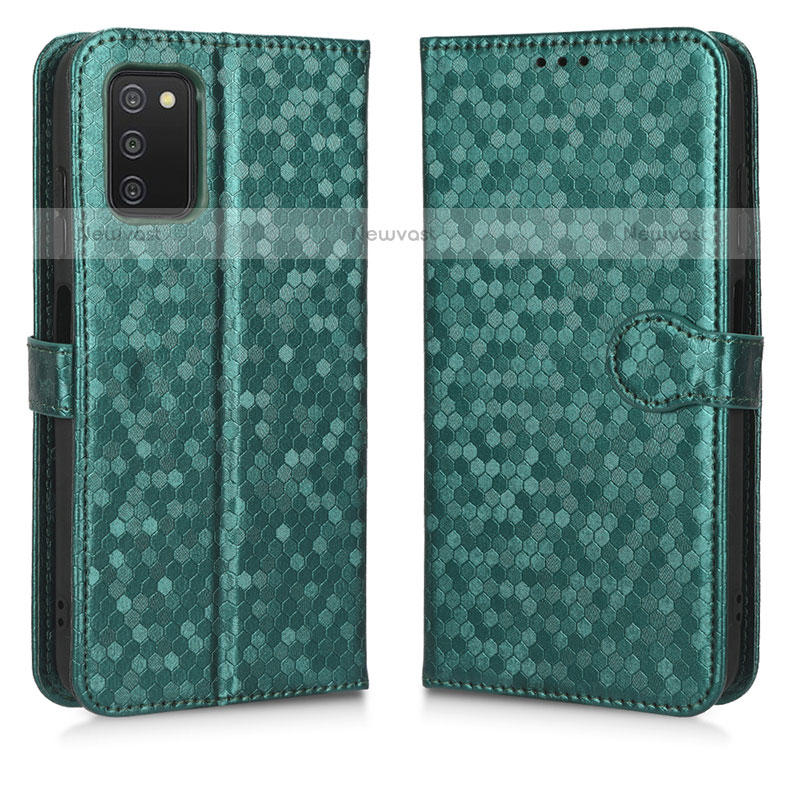 Leather Case Stands Flip Cover Holder C01X for Samsung Galaxy A02s Green