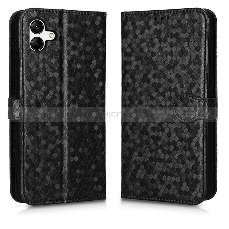 Leather Case Stands Flip Cover Holder C01X for Samsung Galaxy A04E Black