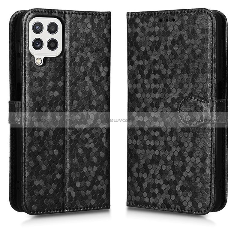 Leather Case Stands Flip Cover Holder C01X for Samsung Galaxy A12 Nacho Black