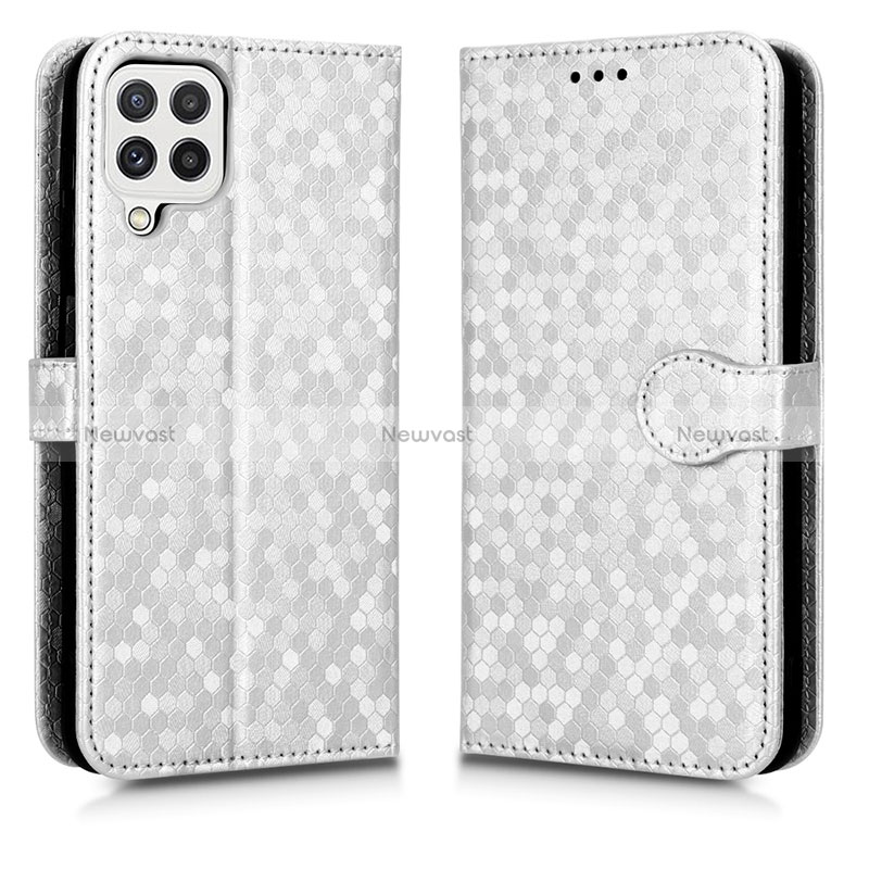 Leather Case Stands Flip Cover Holder C01X for Samsung Galaxy A12 Nacho Silver