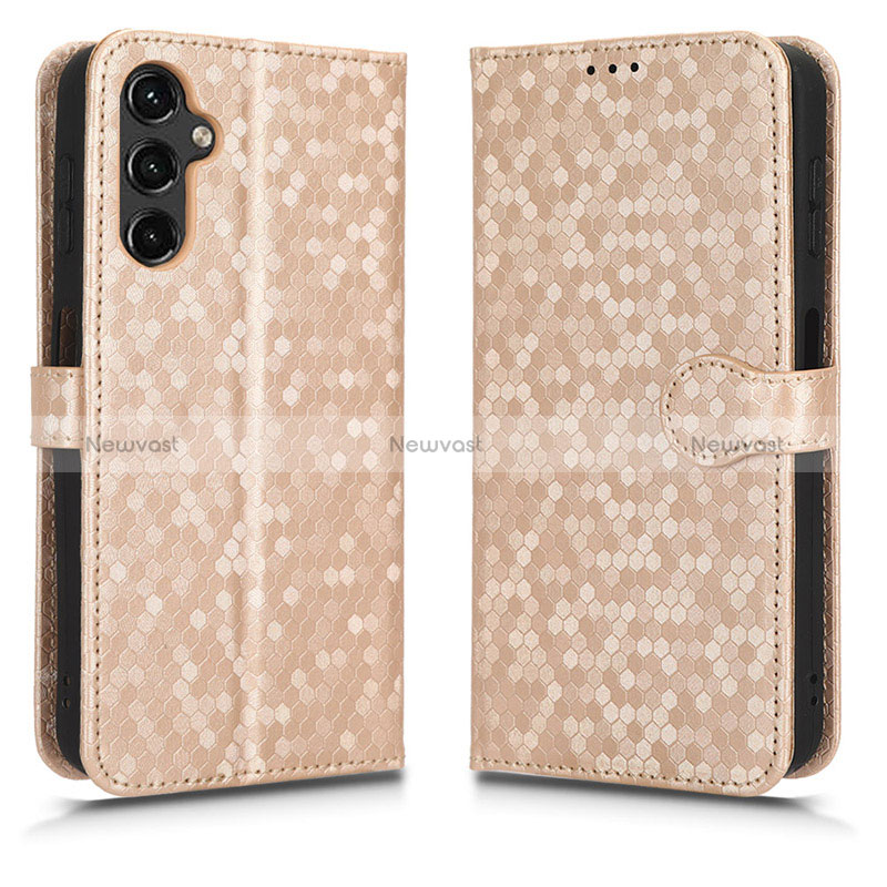 Leather Case Stands Flip Cover Holder C01X for Samsung Galaxy A14 5G Gold
