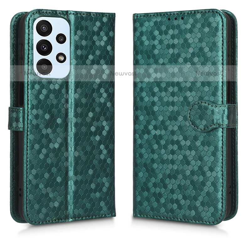 Leather Case Stands Flip Cover Holder C01X for Samsung Galaxy A23 5G Green