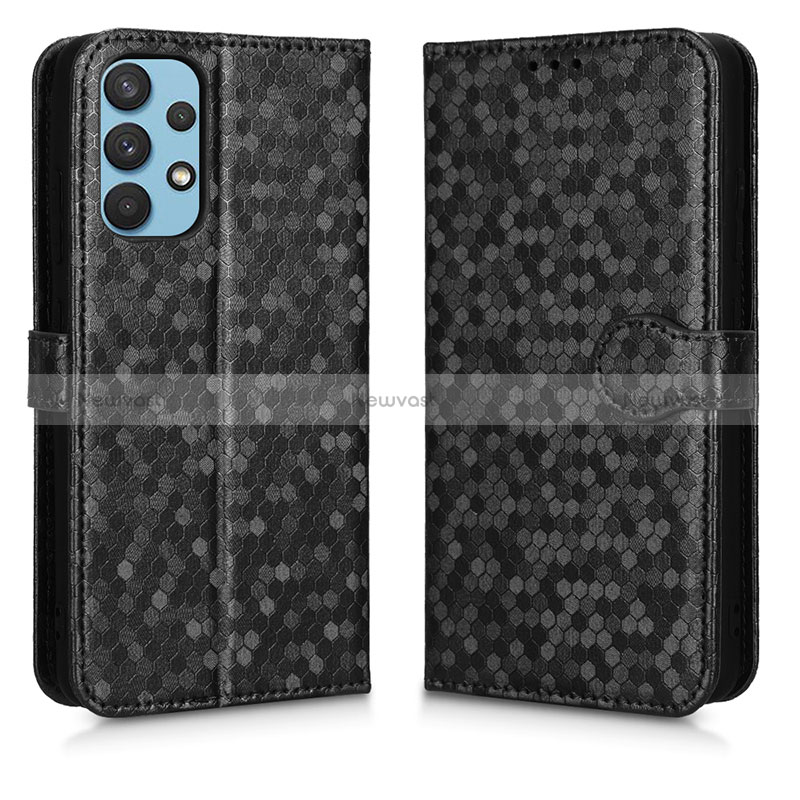 Leather Case Stands Flip Cover Holder C01X for Samsung Galaxy A32 5G Black