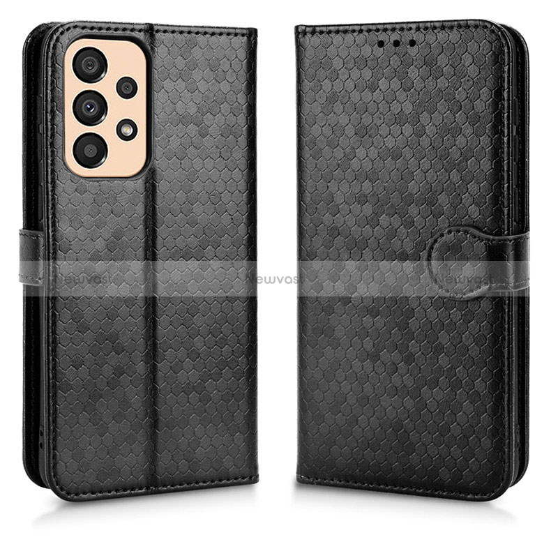 Leather Case Stands Flip Cover Holder C01X for Samsung Galaxy A33 5G Black