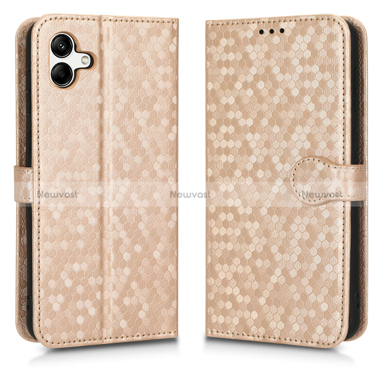 Leather Case Stands Flip Cover Holder C01X for Samsung Galaxy M04 Gold