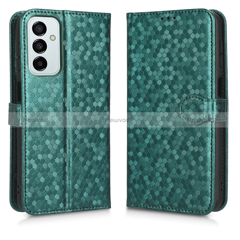 Leather Case Stands Flip Cover Holder C01X for Samsung Galaxy M23 5G Green