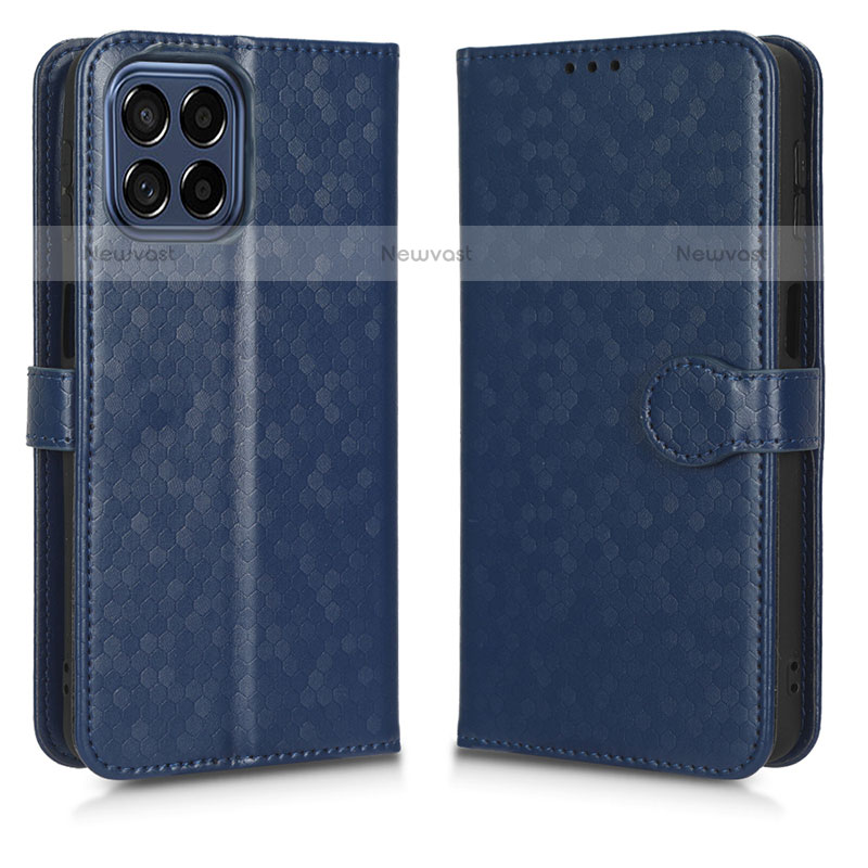 Leather Case Stands Flip Cover Holder C01X for Samsung Galaxy M33 5G Blue