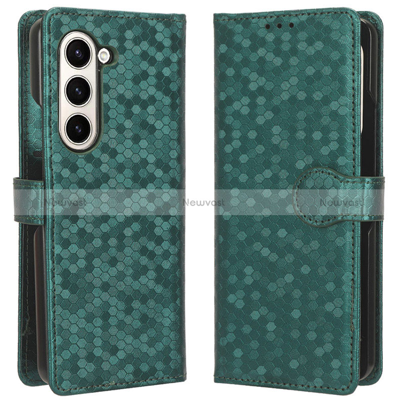 Leather Case Stands Flip Cover Holder C01X for Samsung Galaxy Z Fold5 5G Green