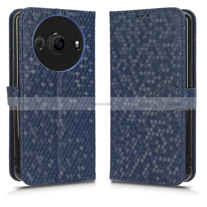 Leather Case Stands Flip Cover Holder C01X for Sharp Aquos R8s Pro Blue