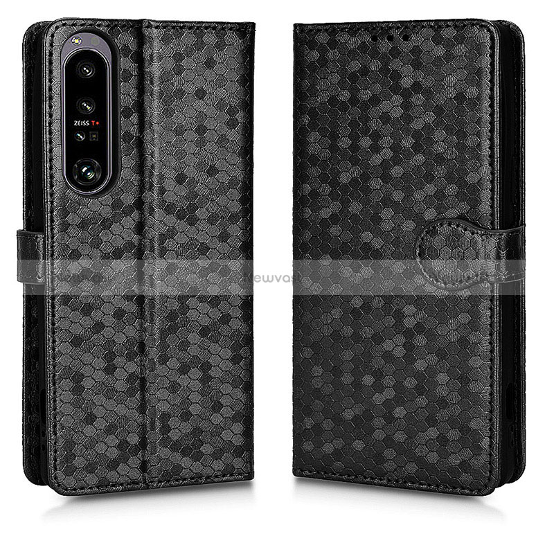 Leather Case Stands Flip Cover Holder C01X for Sony Xperia 1 IV Black