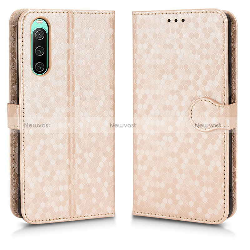 Leather Case Stands Flip Cover Holder C01X for Sony Xperia 10 IV SO-52C Gold