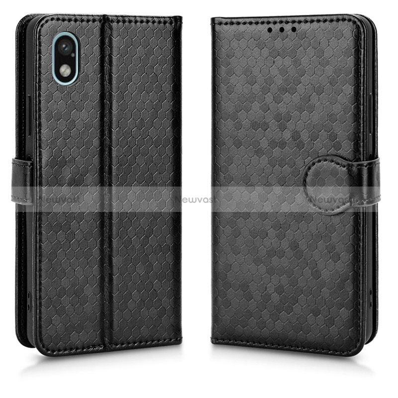 Leather Case Stands Flip Cover Holder C01X for Sony Xperia Ace III SO-53C Black