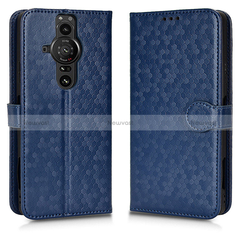 Leather Case Stands Flip Cover Holder C01X for Sony Xperia PRO-I Blue