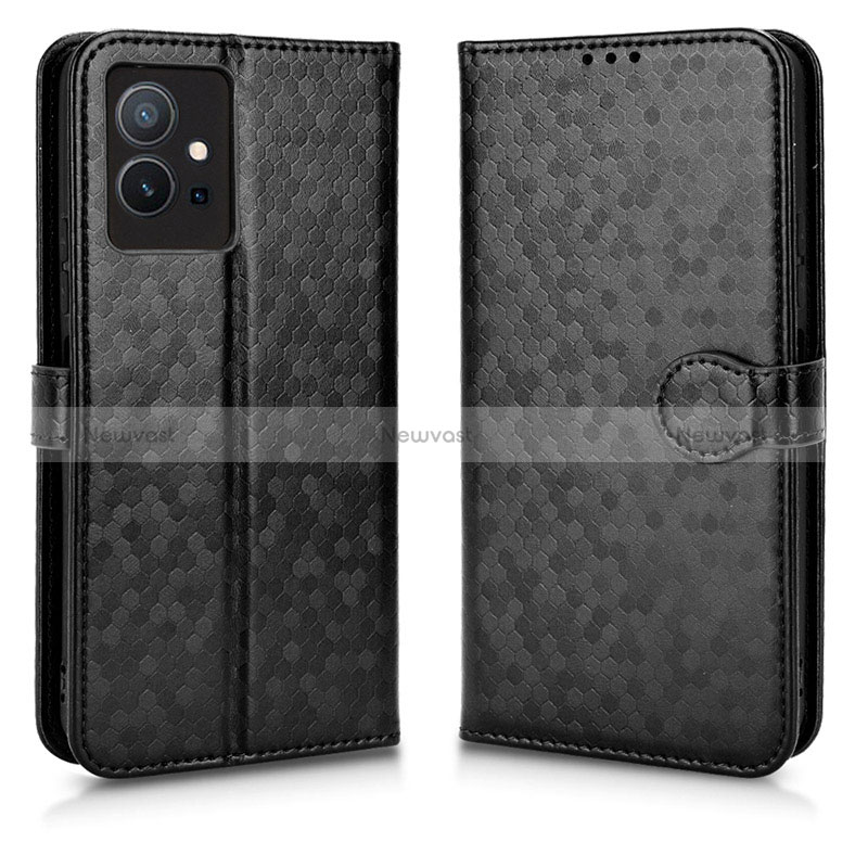 Leather Case Stands Flip Cover Holder C01X for Vivo T1 5G India Black