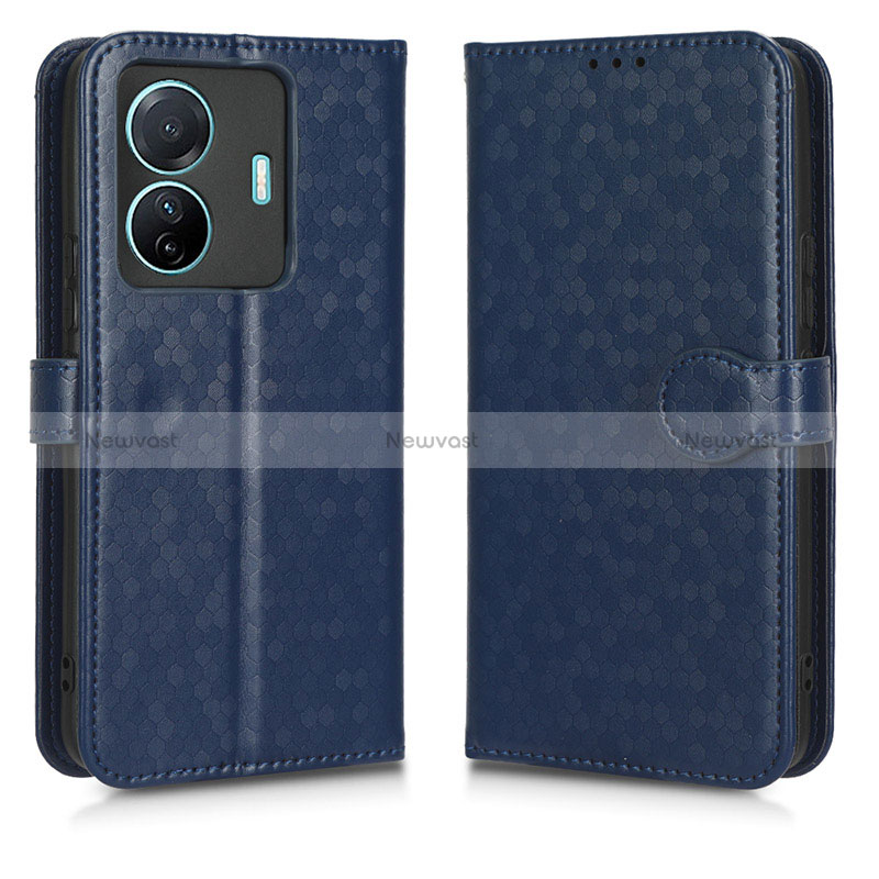 Leather Case Stands Flip Cover Holder C01X for Vivo T1 Pro 5G Blue