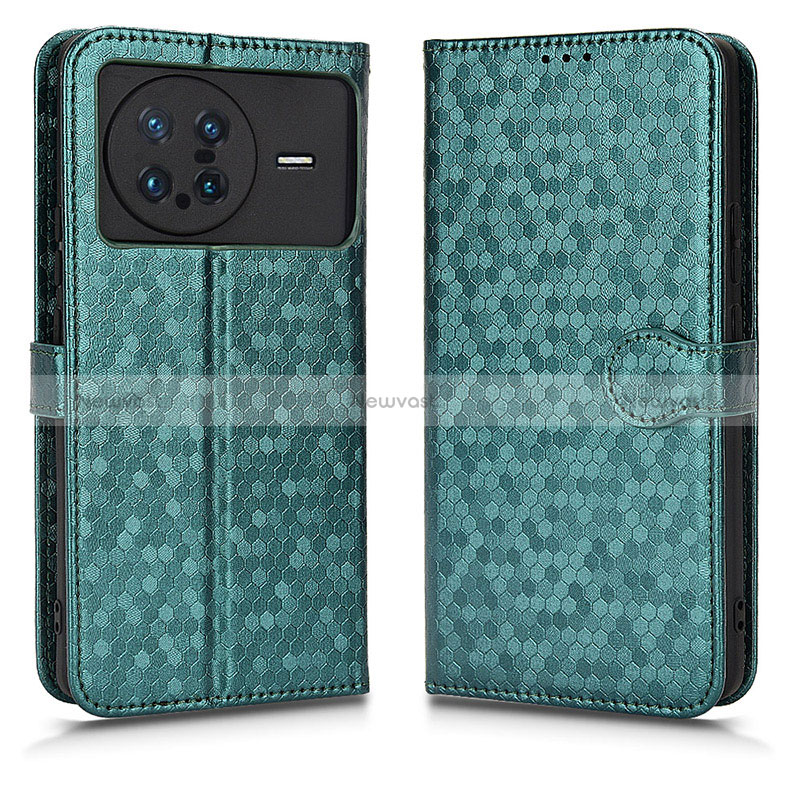 Leather Case Stands Flip Cover Holder C01X for Vivo X Note Green