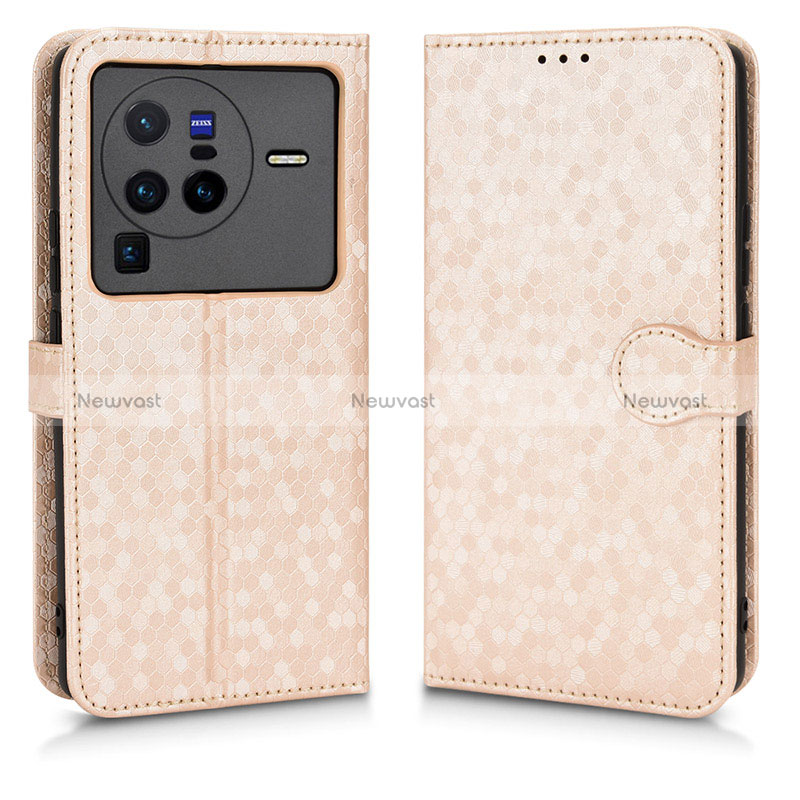 Leather Case Stands Flip Cover Holder C01X for Vivo X80 Pro 5G