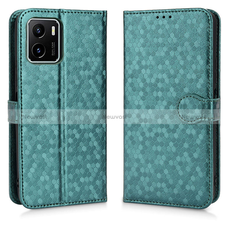 Leather Case Stands Flip Cover Holder C01X for Vivo Y01 Green