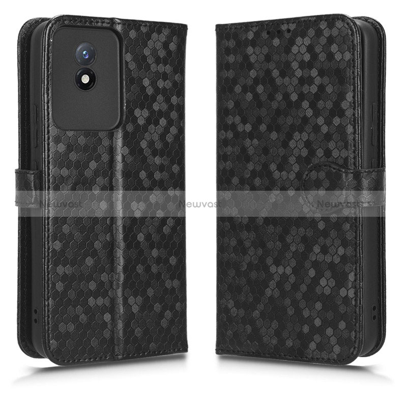 Leather Case Stands Flip Cover Holder C01X for Vivo Y02t Black