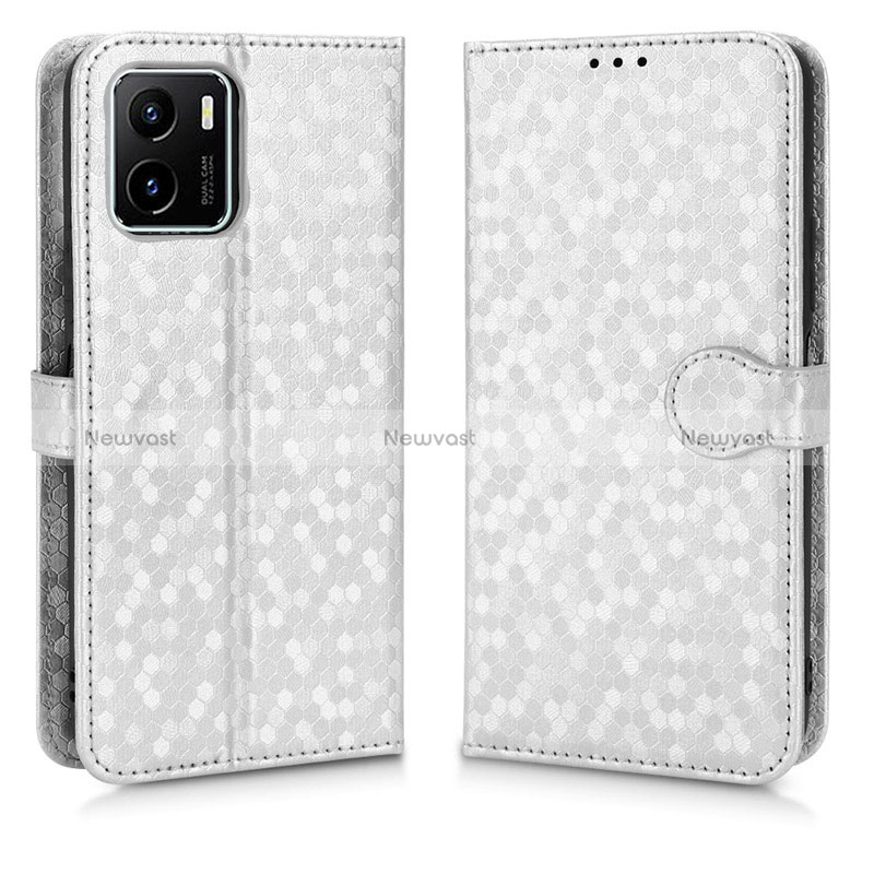 Leather Case Stands Flip Cover Holder C01X for Vivo Y10 t1 Silver