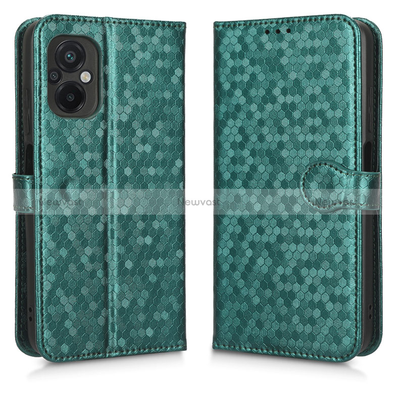 Leather Case Stands Flip Cover Holder C01X for Xiaomi Poco M5 4G Green