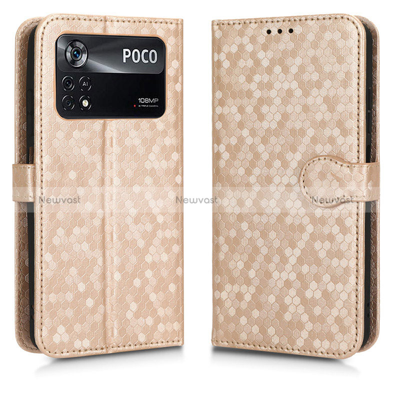 Leather Case Stands Flip Cover Holder C01X for Xiaomi Poco X4 Pro 5G Gold