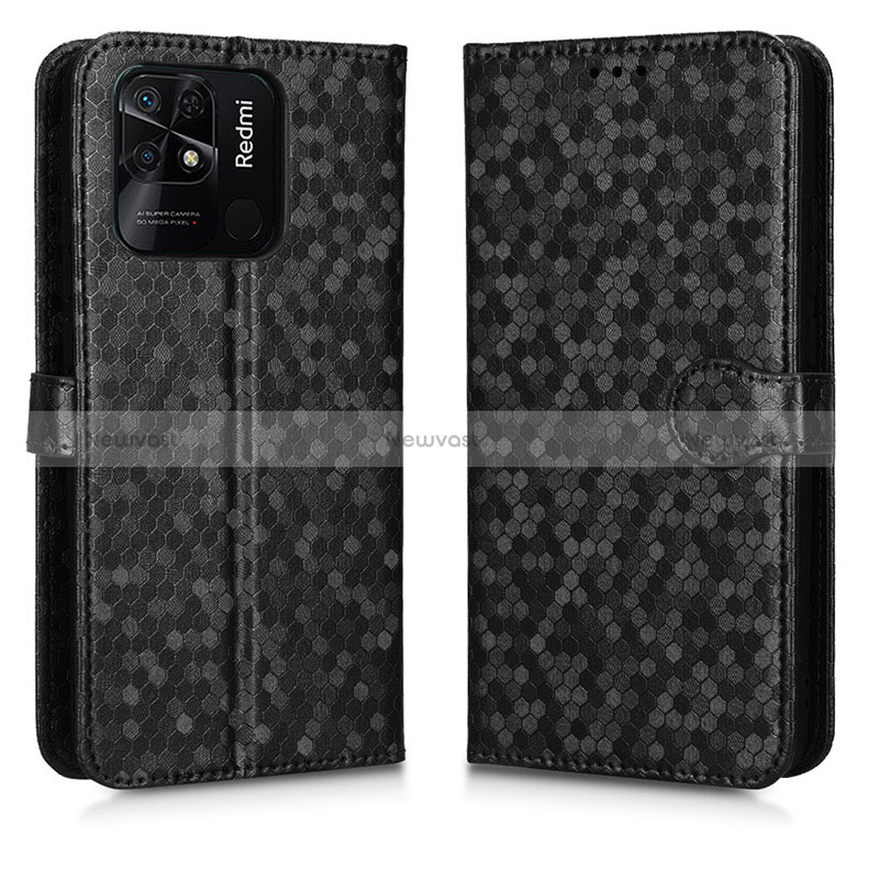 Leather Case Stands Flip Cover Holder C01X for Xiaomi Redmi 10 India Black