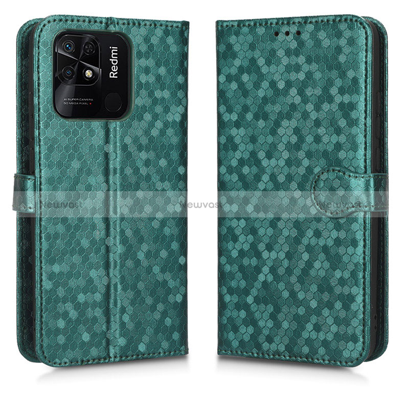 Leather Case Stands Flip Cover Holder C01X for Xiaomi Redmi 10 Power Green
