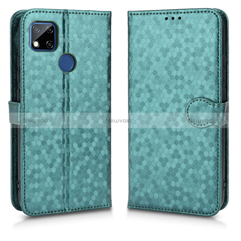 Leather Case Stands Flip Cover Holder C01X for Xiaomi Redmi 9 India Green