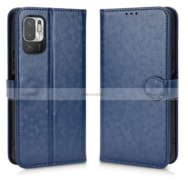 Leather Case Stands Flip Cover Holder C01X for Xiaomi Redmi Note 10 JE 5G Blue