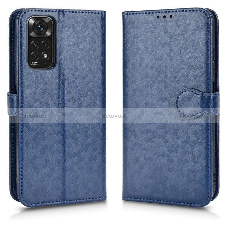 Leather Case Stands Flip Cover Holder C01X for Xiaomi Redmi Note 11 4G (2022) Blue