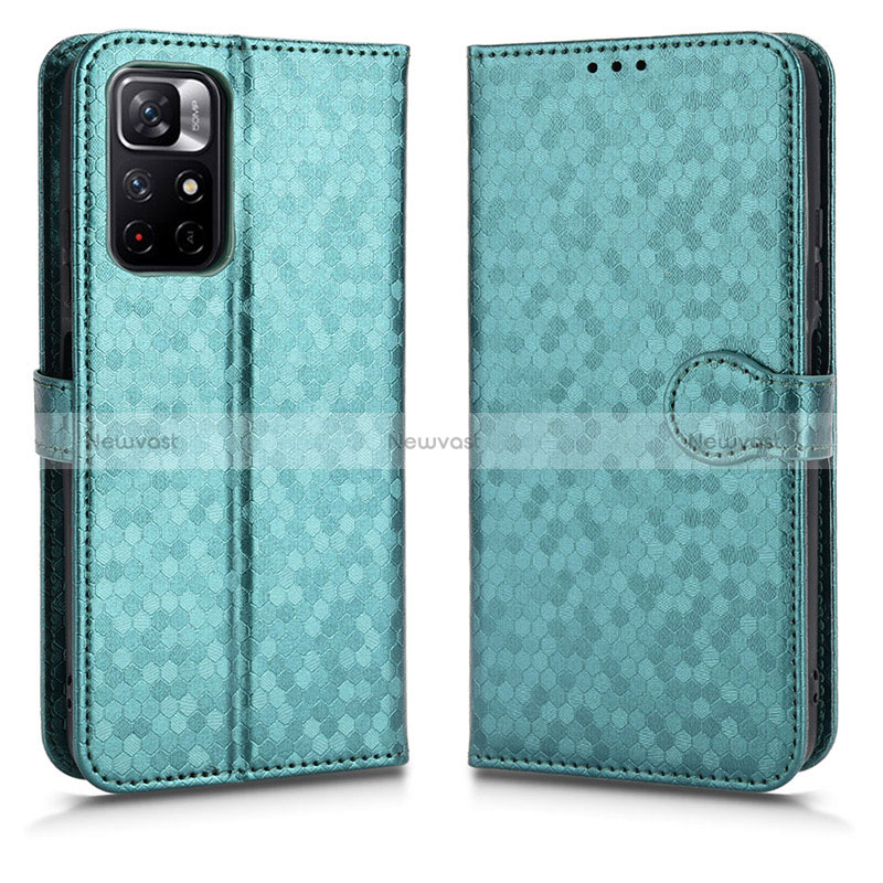 Leather Case Stands Flip Cover Holder C01X for Xiaomi Redmi Note 11 5G Green