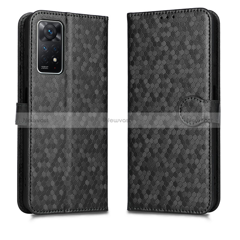 Leather Case Stands Flip Cover Holder C01X for Xiaomi Redmi Note 11 Pro 5G Black