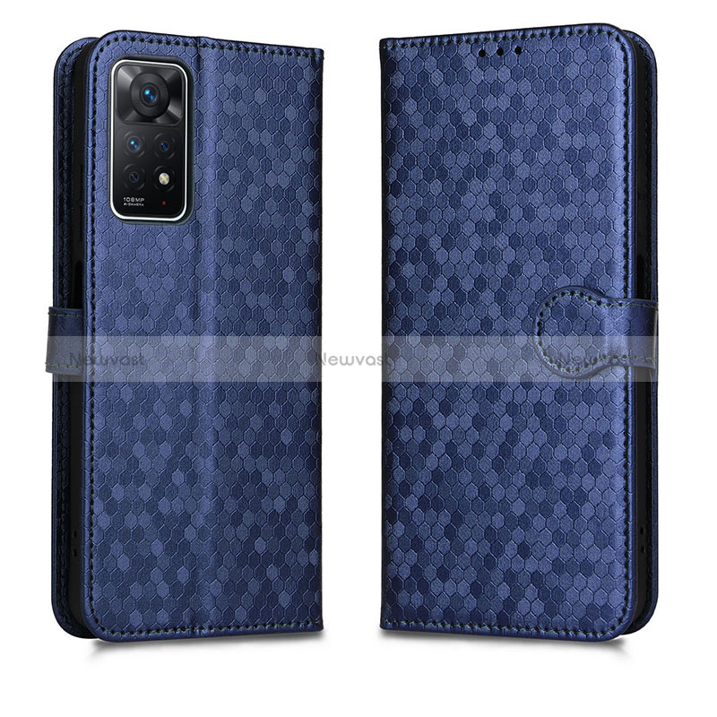 Leather Case Stands Flip Cover Holder C01X for Xiaomi Redmi Note 11 Pro 5G Blue