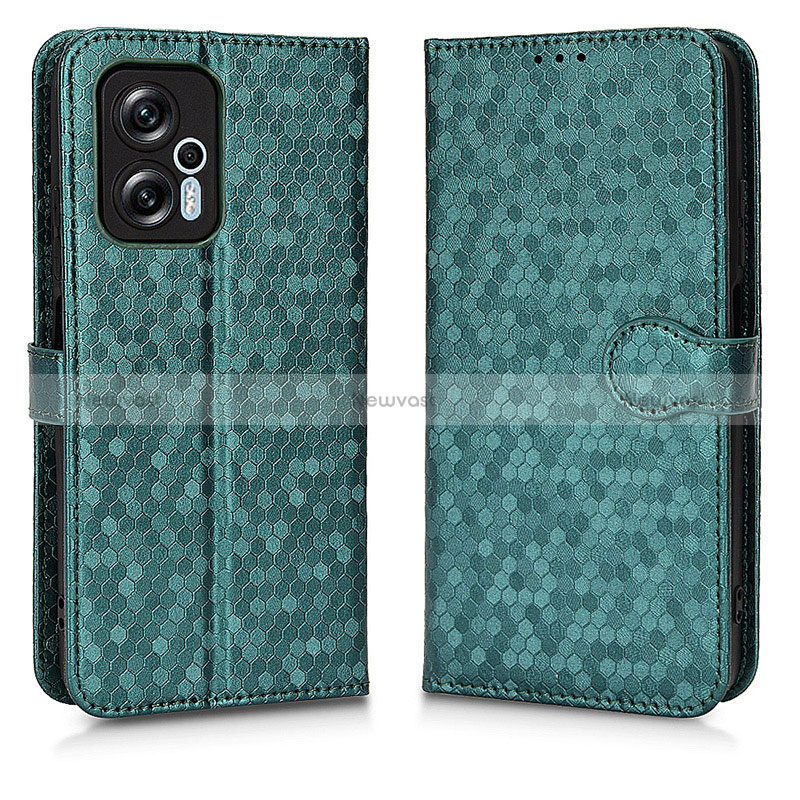 Leather Case Stands Flip Cover Holder C01X for Xiaomi Redmi Note 11T Pro 5G Green