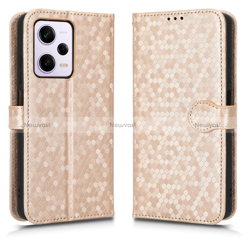 Leather Case Stands Flip Cover Holder C01X for Xiaomi Redmi Note 12 Explorer Gold