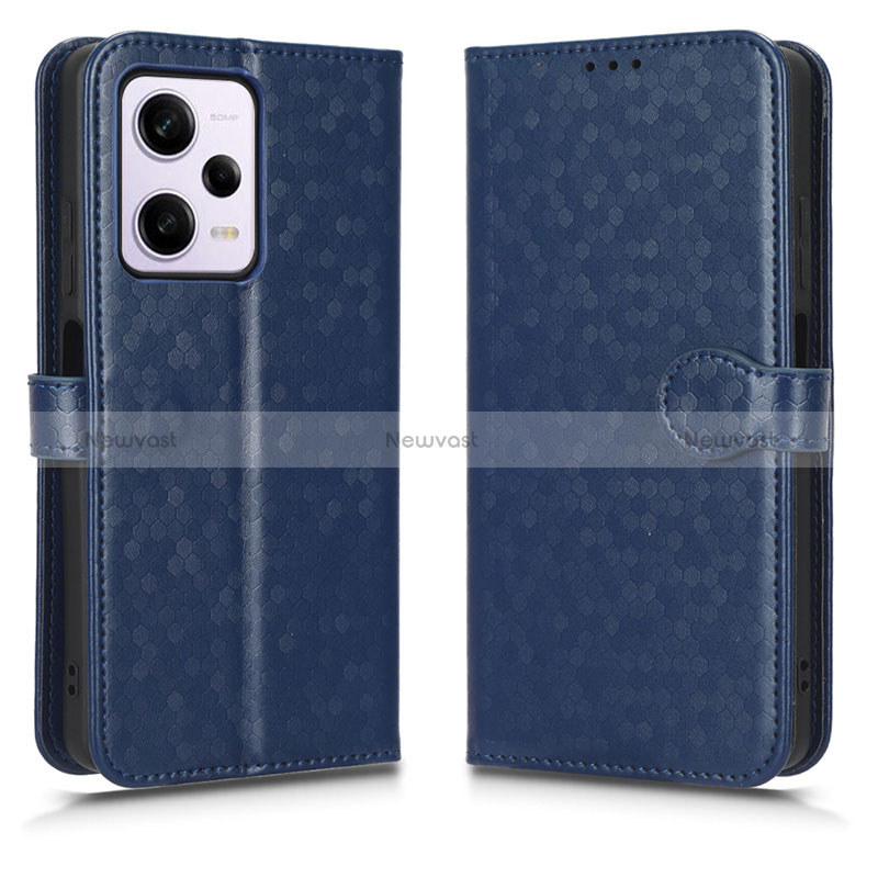 Leather Case Stands Flip Cover Holder C01X for Xiaomi Redmi Note 12 Pro+ Plus 5G Blue