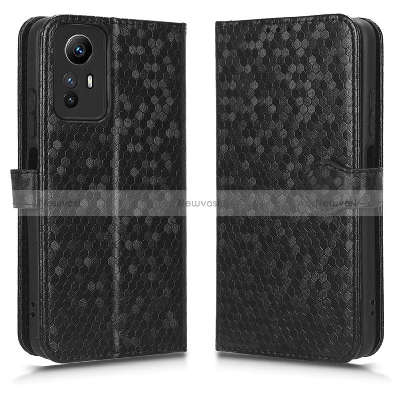 Leather Case Stands Flip Cover Holder C01X for Xiaomi Redmi Note 12S Black